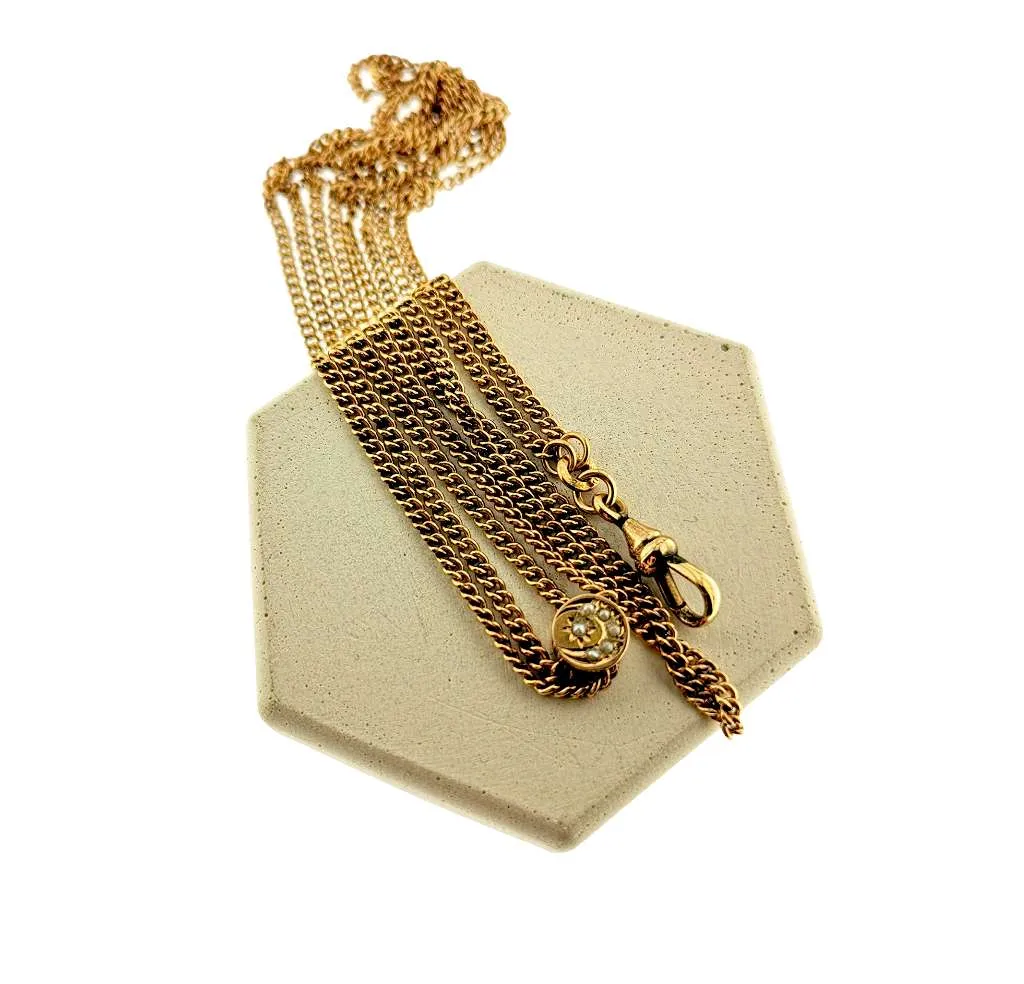 10kt yellow gold pocket watch curb link chain