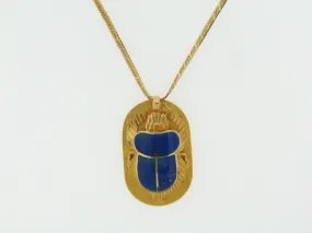 22K YELLOW GOLD LAPIS LAZULI BEETLE PENDANT
