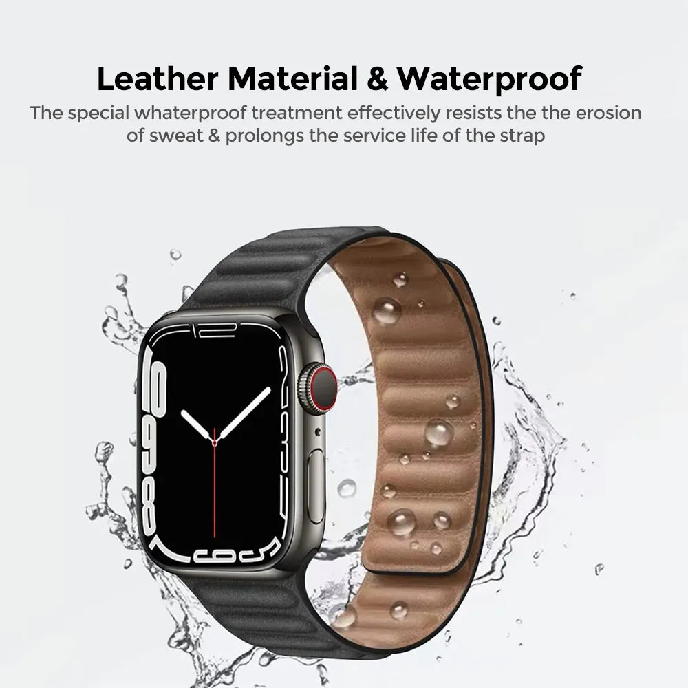 Apple Watch Ultra 49mm / 45mm / 44mm / 42mm | Leather Magnetic Loop Watch Band Strap | Red