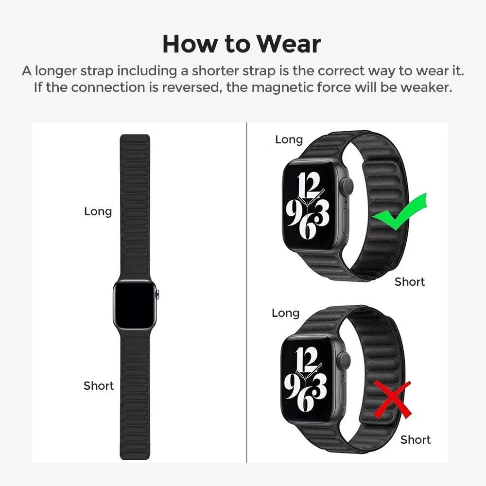 Apple Watch Ultra 49mm / 45mm / 44mm / 42mm | Leather Magnetic Loop Watch Band Strap | Red