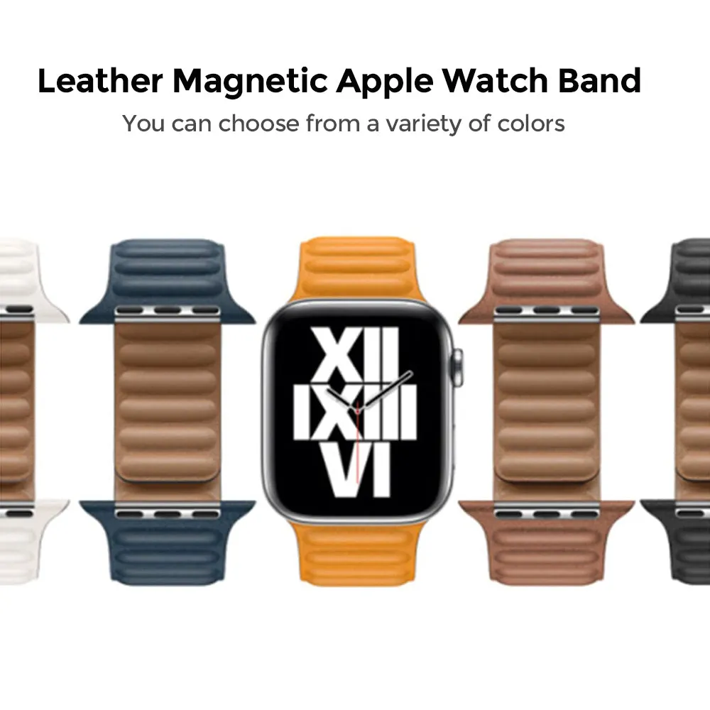 Apple Watch Ultra 49mm / 45mm / 44mm / 42mm | Leather Magnetic Loop Watch Band Strap | Red