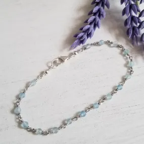 Dainty Aquamarine Beaded Bracelet