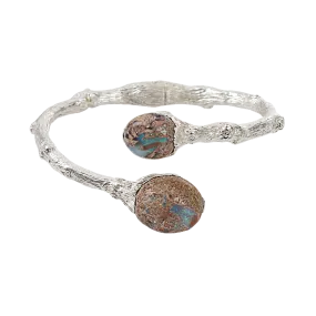 Large Australian Jundah Opal Bypass Twig Cuff