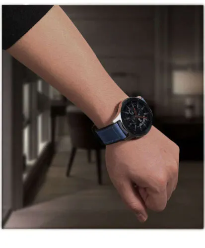 Samsung Galaxy Watch 3 45mm /46mm / Gear S3 Frontier / Classic / Watch GT 2 46mm | 22mm Soft Leather Strap | Black