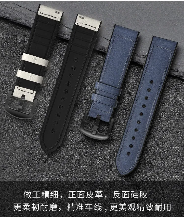 Samsung Galaxy Watch 3 45mm /46mm / Gear S3 Frontier / Classic / Watch GT 2 46mm | 22mm Soft Leather Strap | Black
