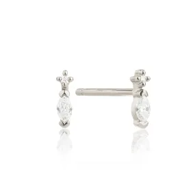 Silver Marquise Diamond Stud Earring