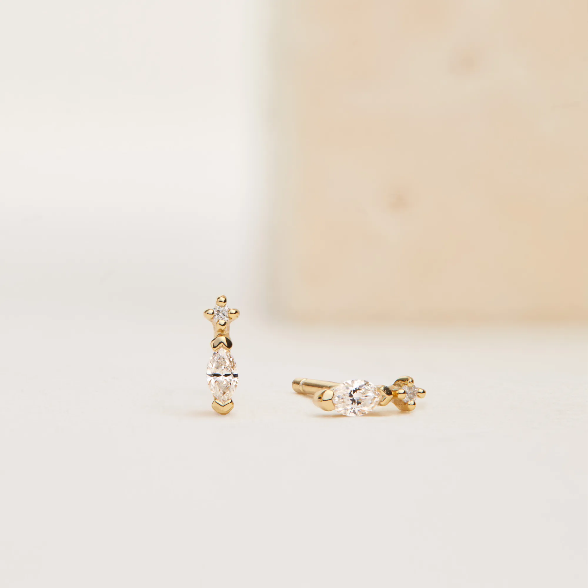 Silver Marquise Diamond Stud Earring