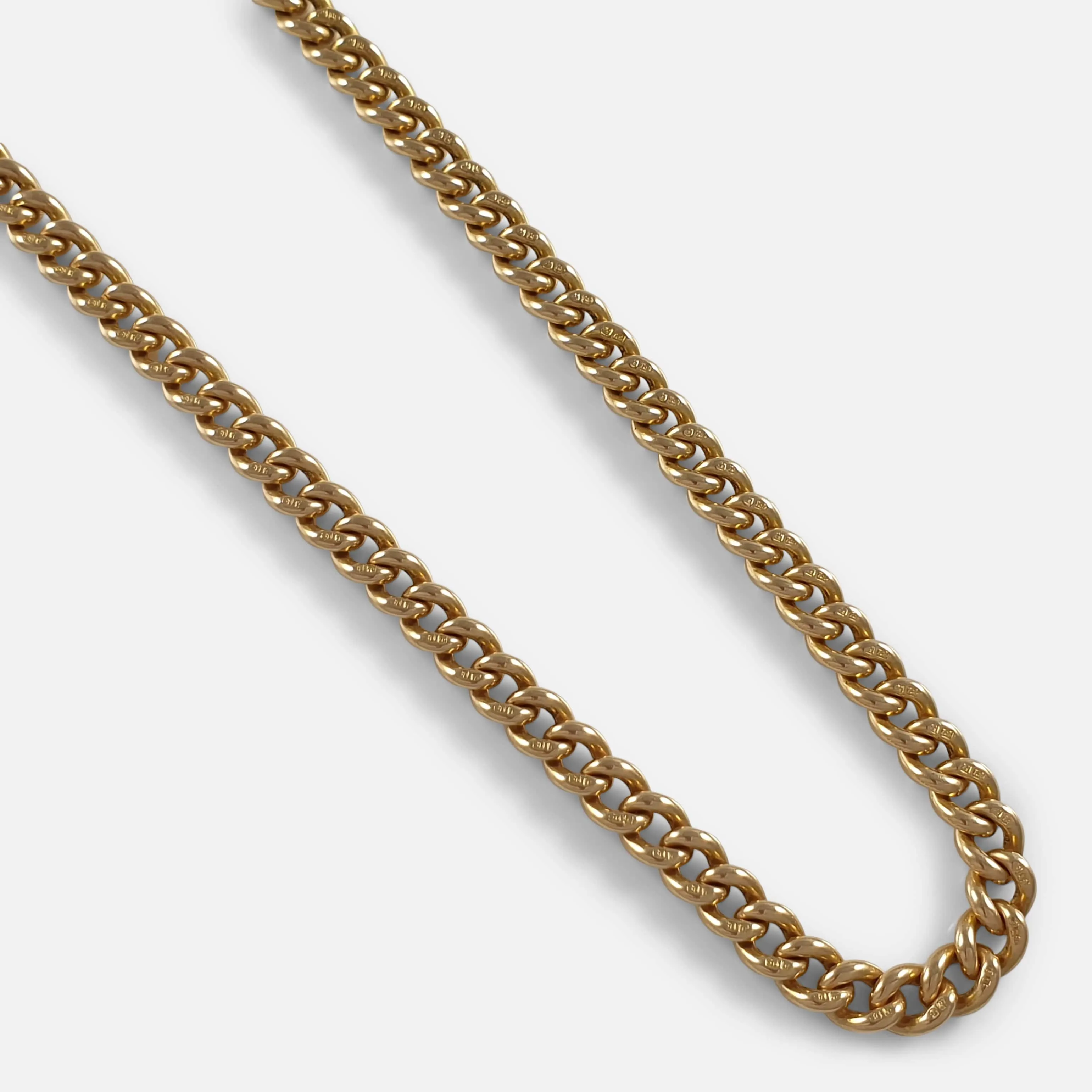 Victorian 18 Carat Yellow Gold Albert Watch Chain, 1884