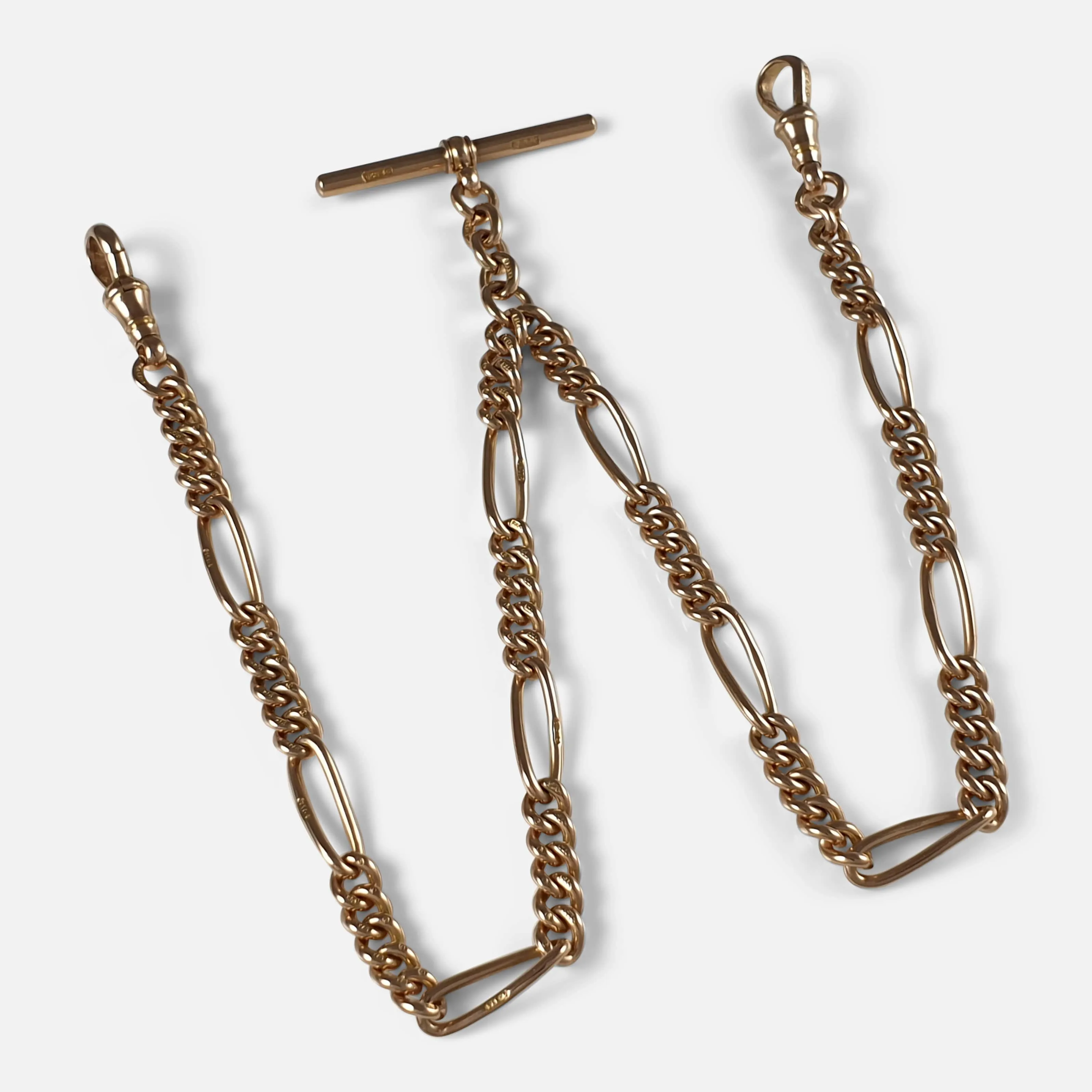 Victorian 9ct Yellow Gold Double Albert Watch Chain, 39.2 grams