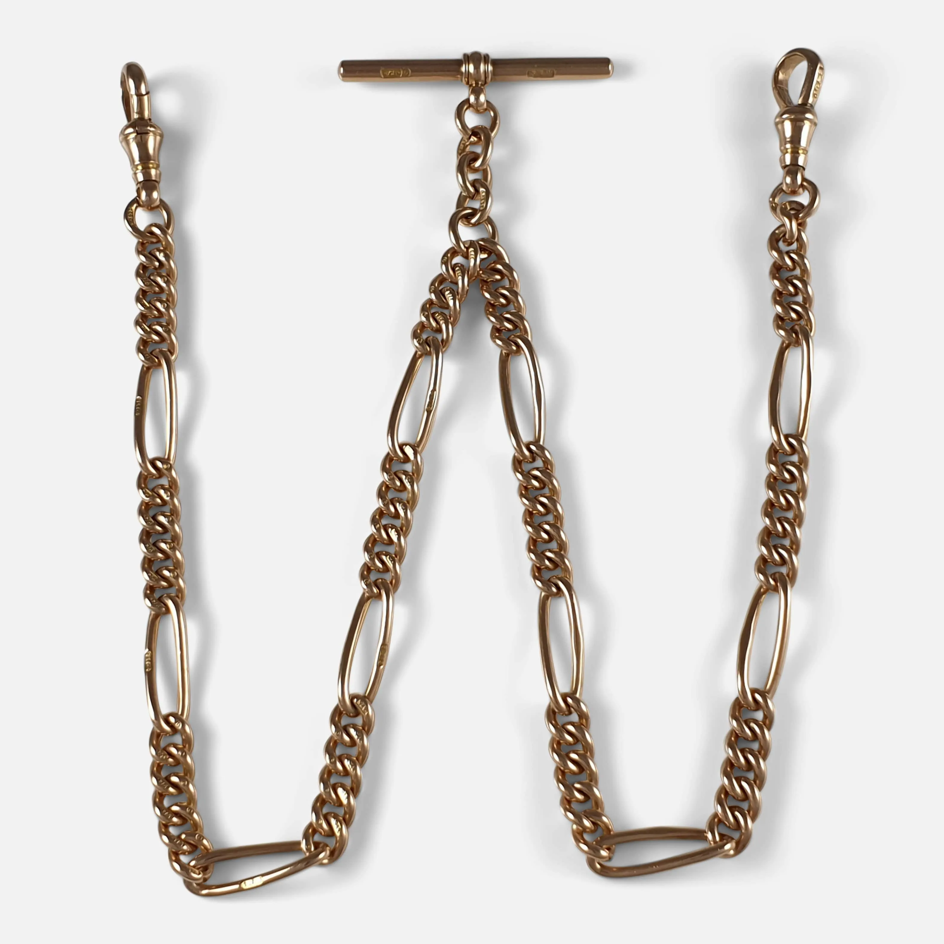 Victorian 9ct Yellow Gold Double Albert Watch Chain, 39.2 grams