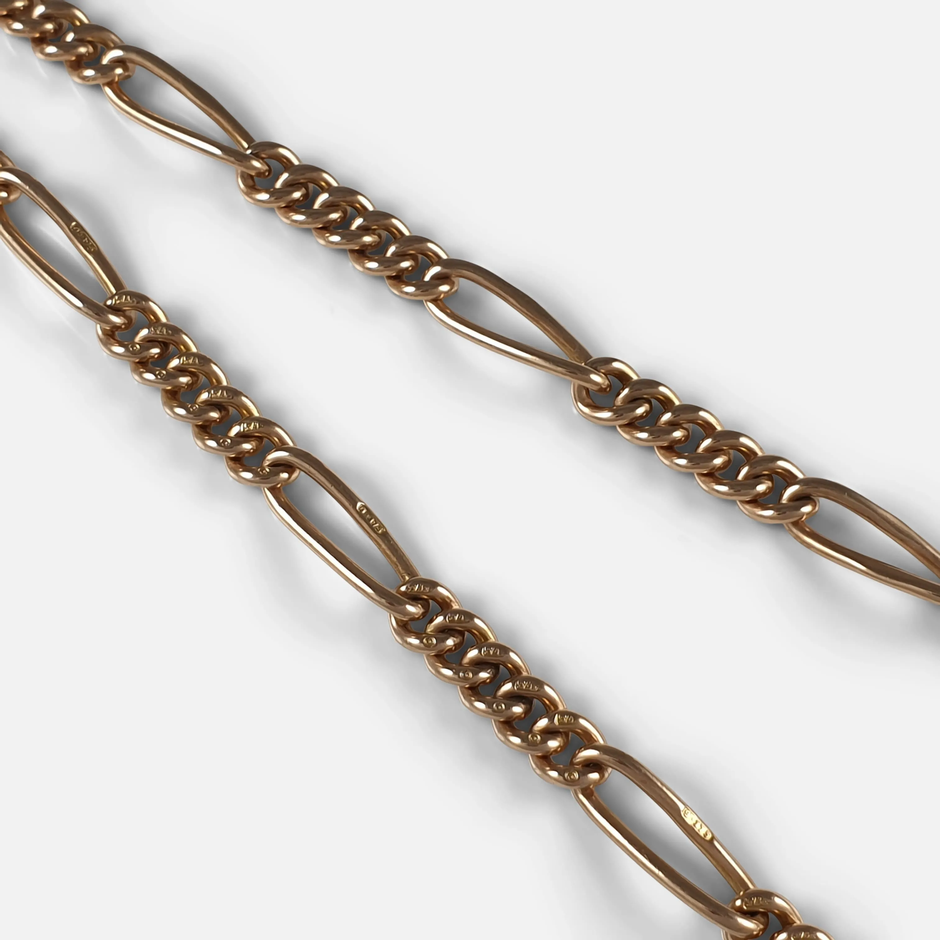 Victorian 9ct Yellow Gold Double Albert Watch Chain, 39.2 grams