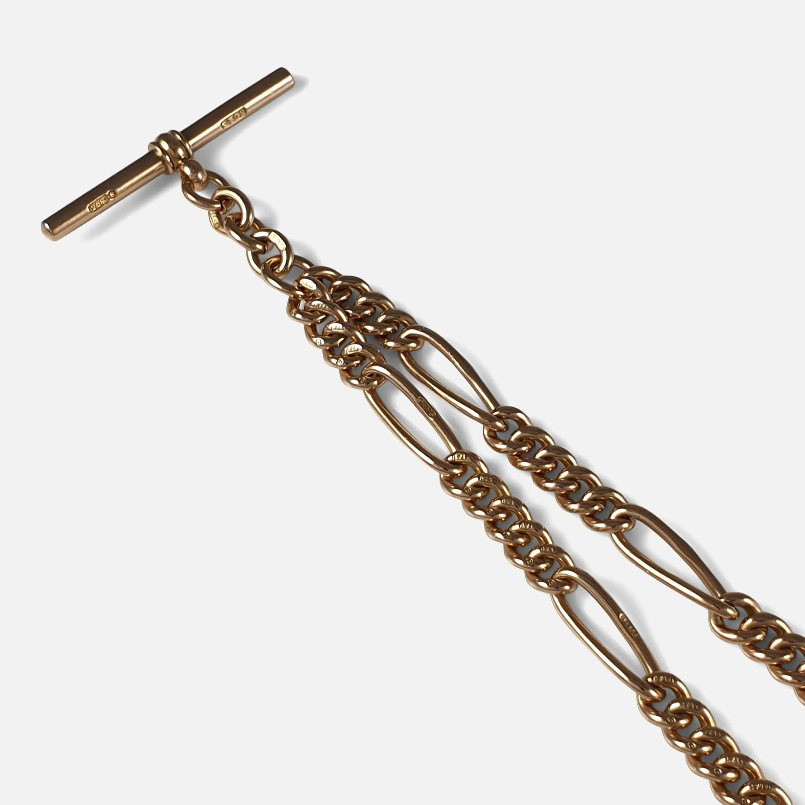 Victorian 9ct Yellow Gold Double Albert Watch Chain, 39.2 grams