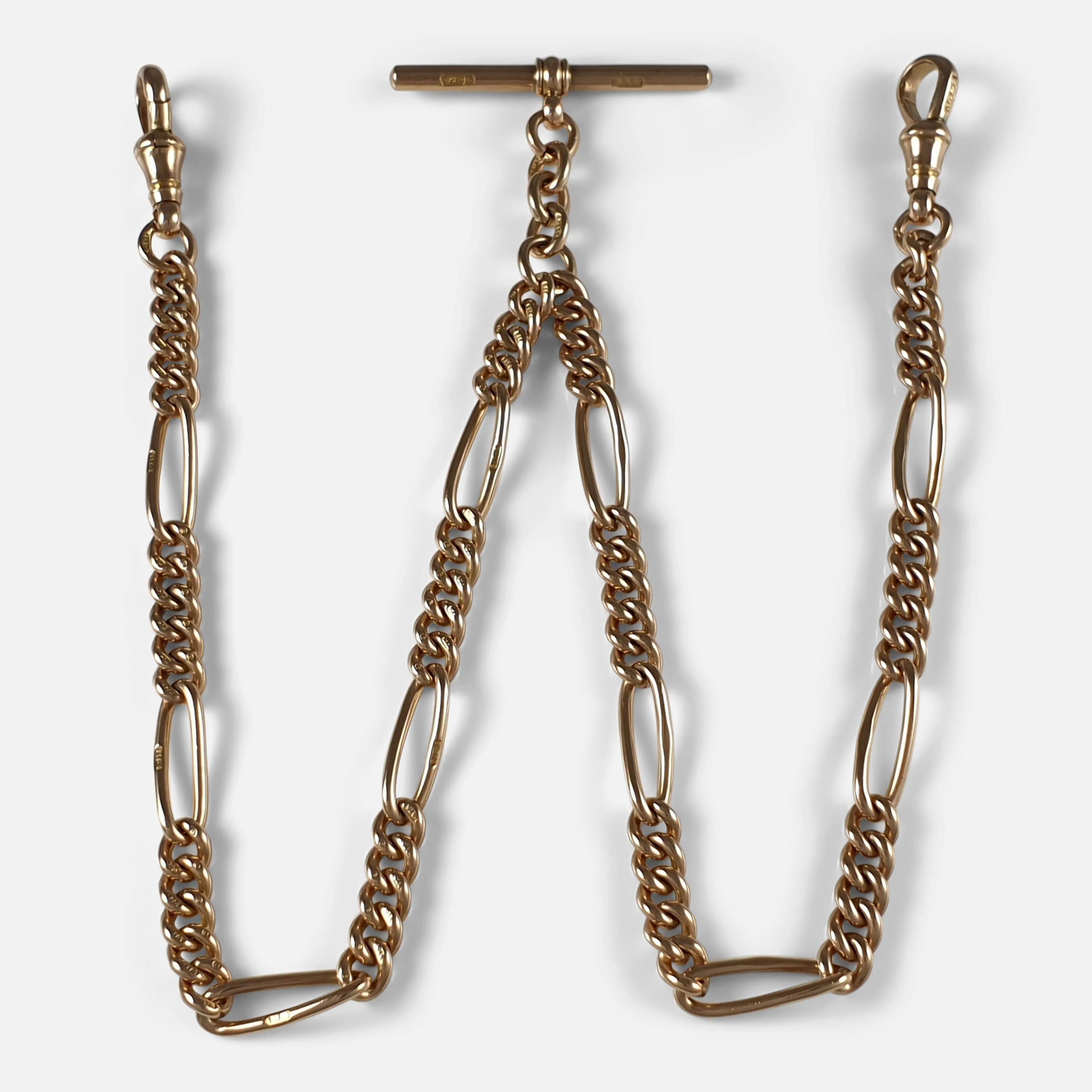 Victorian 9ct Yellow Gold Double Albert Watch Chain, 39.2 grams
