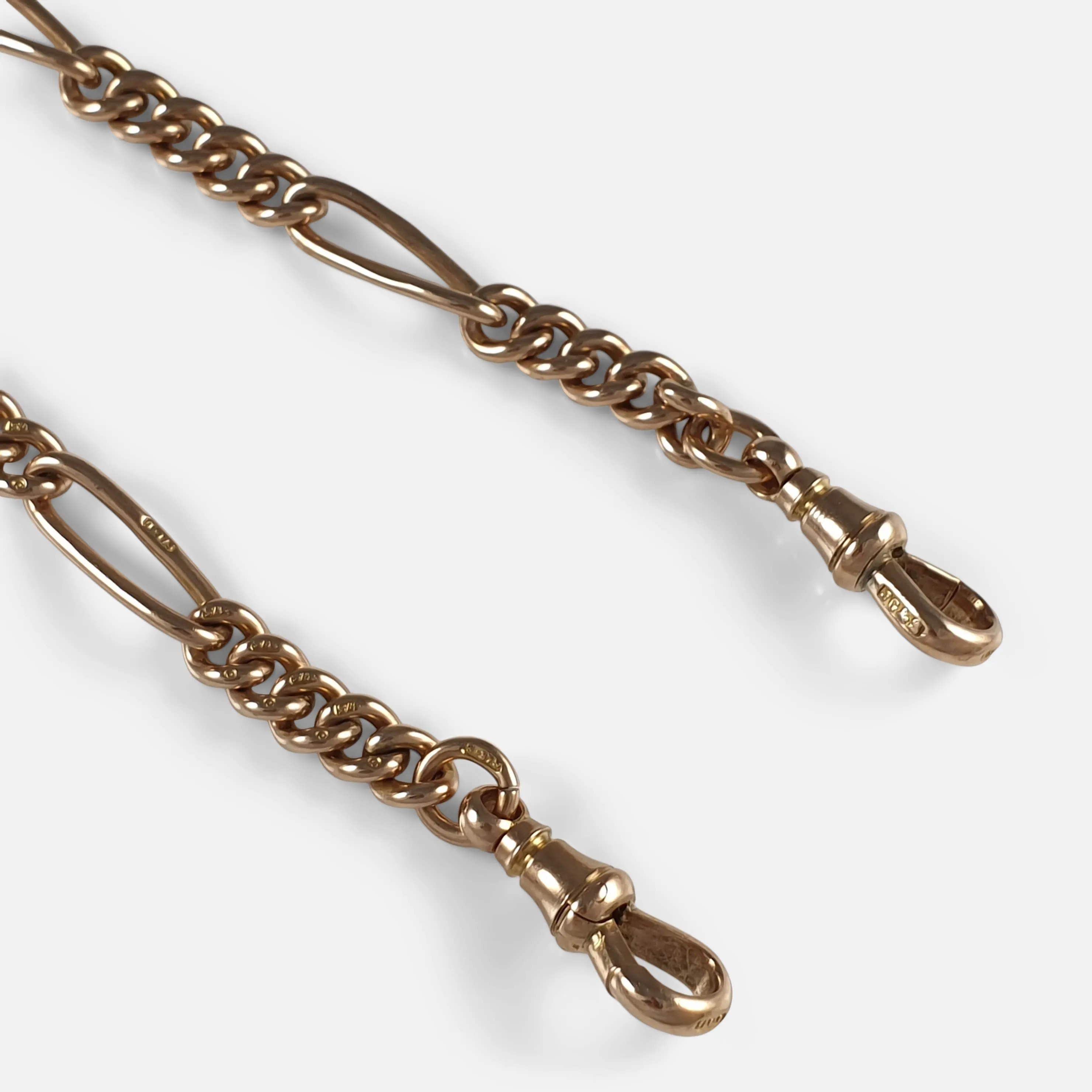 Victorian 9ct Yellow Gold Double Albert Watch Chain, 39.2 grams