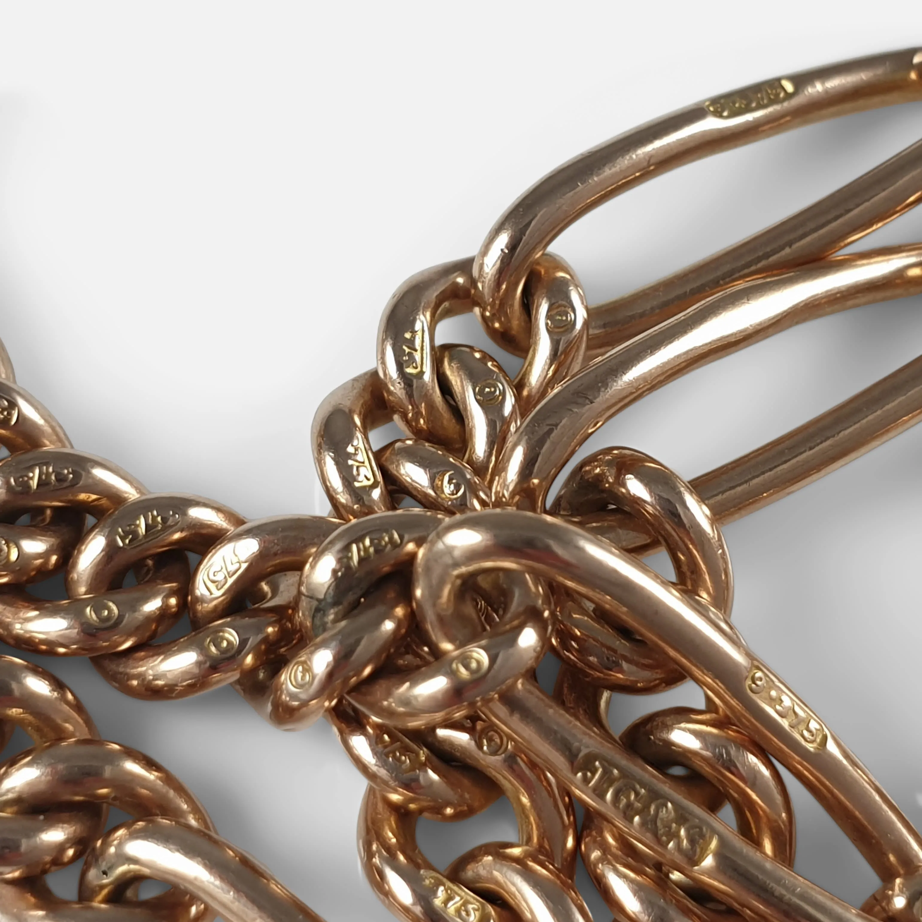 Victorian 9ct Yellow Gold Double Albert Watch Chain, 39.2 grams